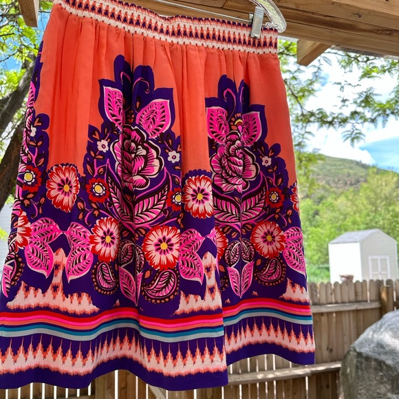 Anthropologie Edmé & Esyllte Bright Vibrant SILK Skirt size 10 - Picture 8 of 14